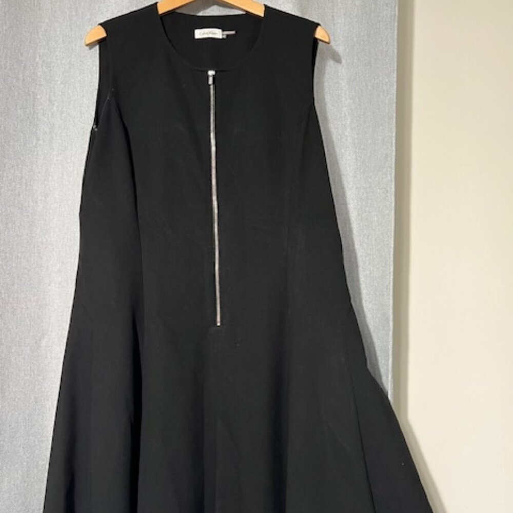 Calvin Klein black, front zip, dress. Size 16